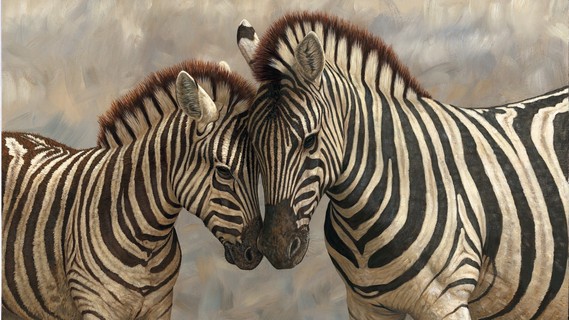 Zebra with Young painting - Robert E Fuller
